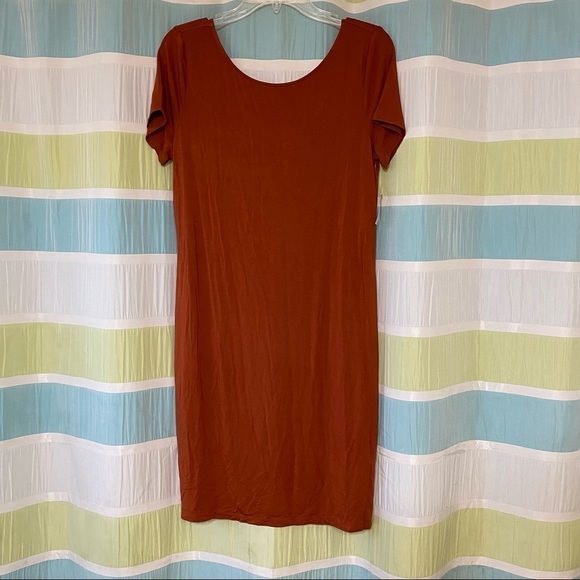 NWT Burnt Orange Gold Scoop-neck Dress Sz Medium - Picture 4 of 6